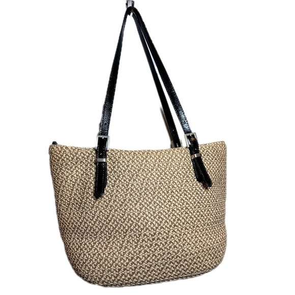 Straw tote bag re painted handles - Picture 2 of 11